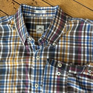 Peter Millar Mens Large Shirt Multi Colored Plaid Long Sleeve Button Down